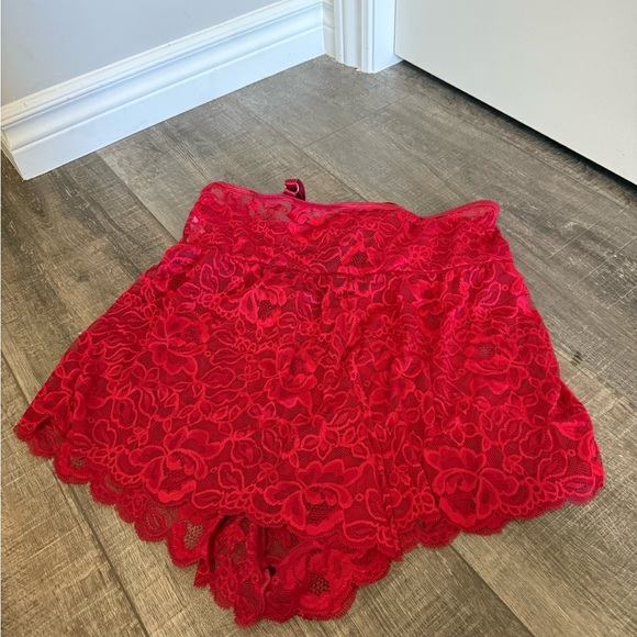 Red Lace Chemise with Plunging Neckline​ - Picture 13 of 15